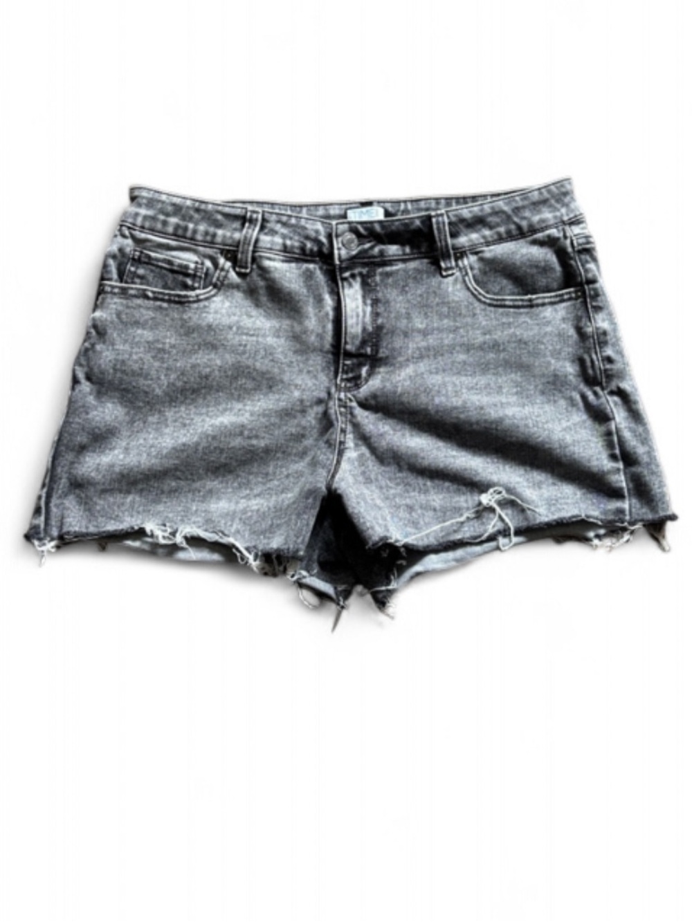Time and Tru Classic High-Rise Gray Acid Wash Denim Cutoff Shorts Size 14 Jorts